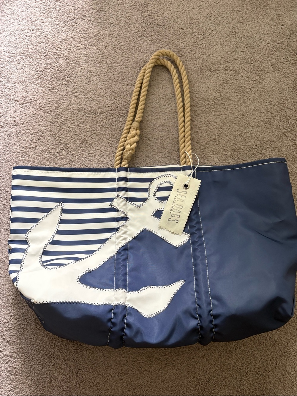 Seabags Nautical Anchor Tote - Navy and White